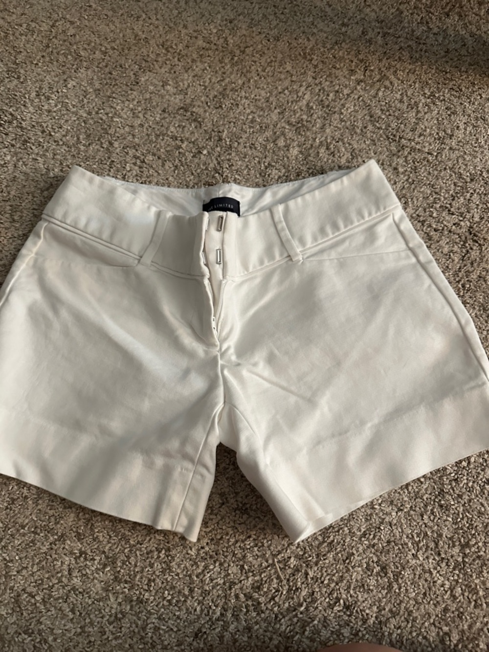 The Limited White High-Rise Cotton Blend Shorts